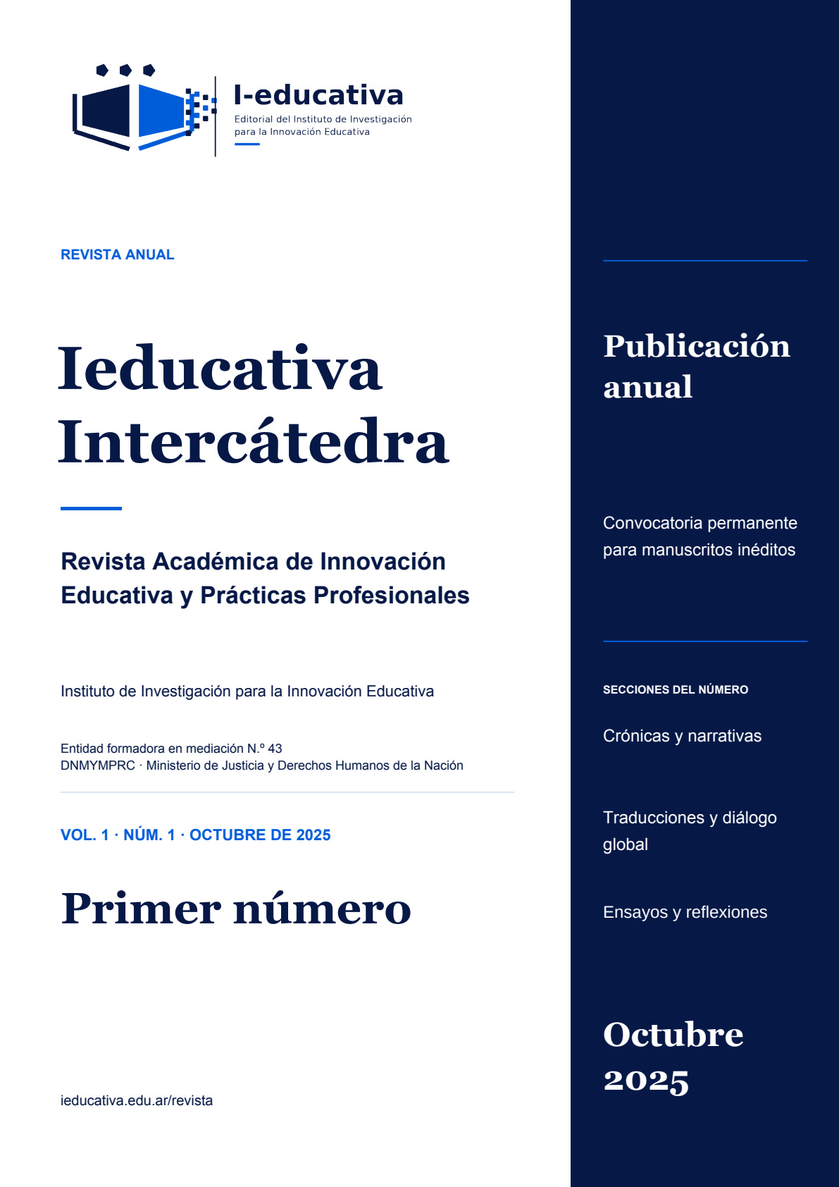 Portada de Ieducativa Intercátedra, volumen 1, número 1, octubre de 2025